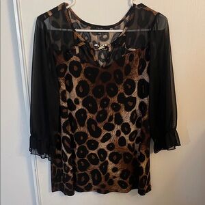 Atelier 29 Black and Brown Leopard Print Blouse